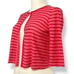 Armani Collezioni 3/4 Sleeve‎ Cropped Cardigan Pink/Orange Semi Sheer Wm Sz 2